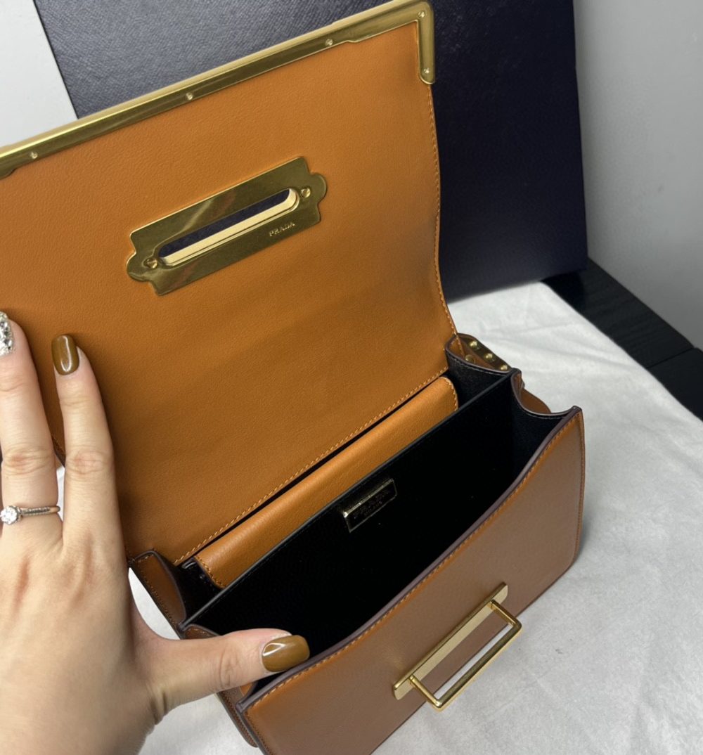 Prada Cahier Bag Brown For Women, Women's Bags 7.9in/20cm 1BD045_2AIX_F0046_V_XCH