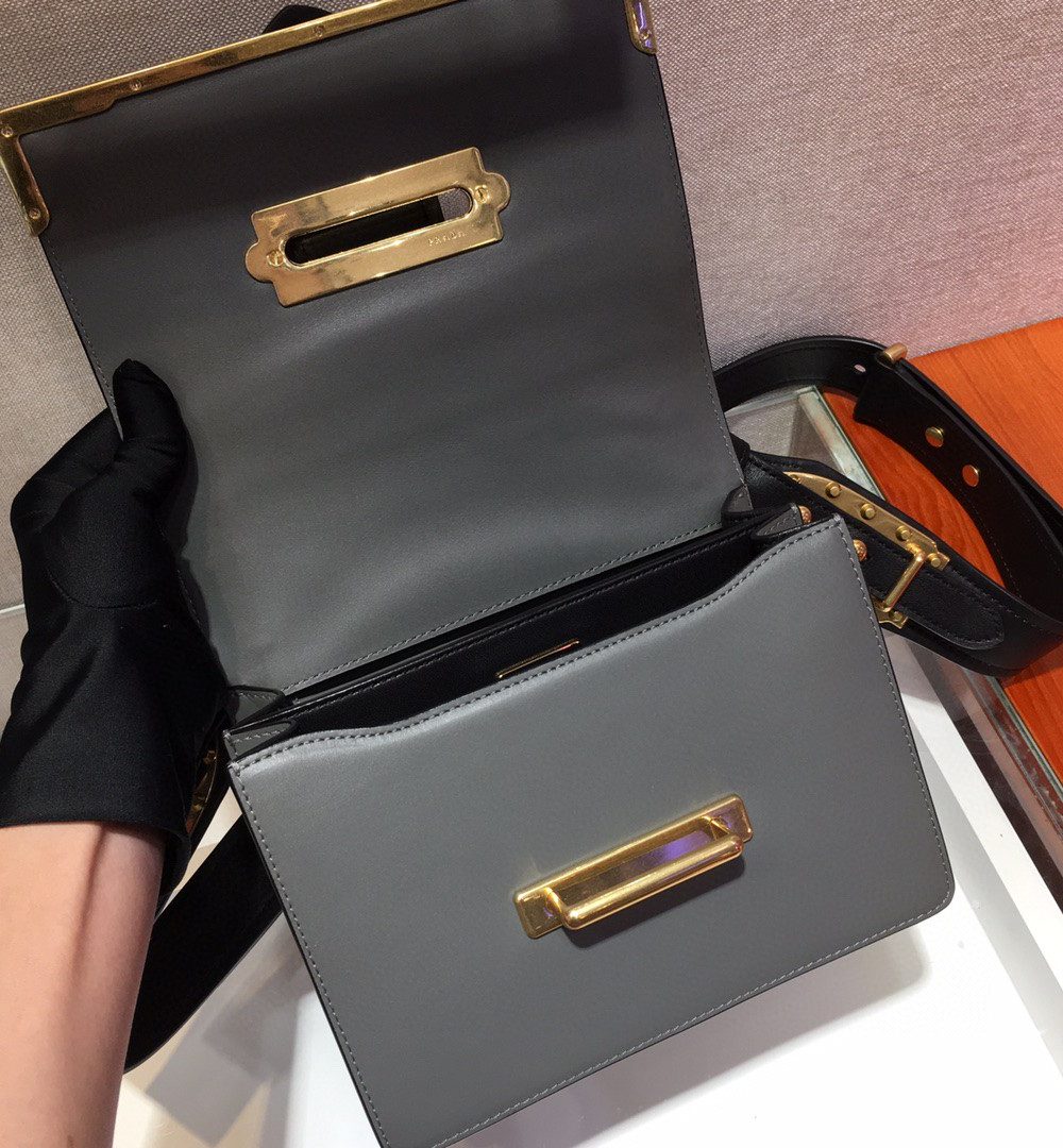 Prada Cahier Bag Grey For Women, Women's Bags 7.9in/20cm