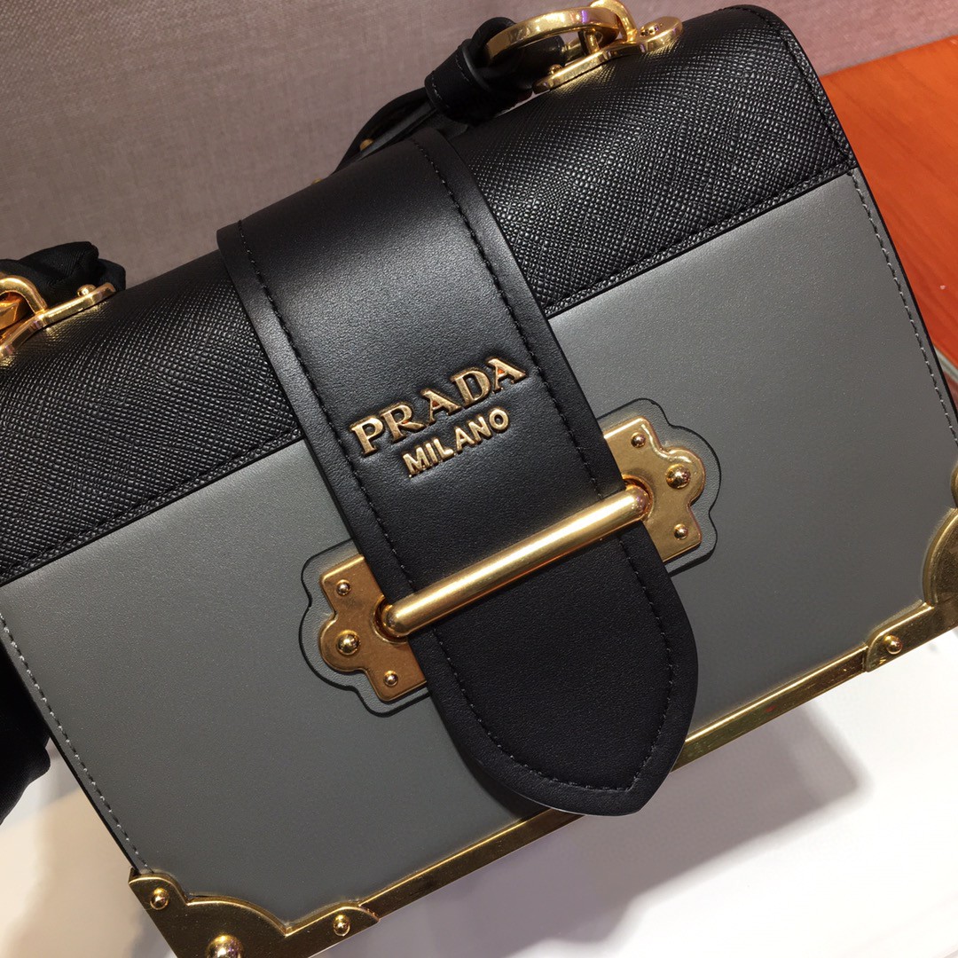 Prada Cahier Bag Grey For Women, Women's Bags 7.9in/20cm - Image 3