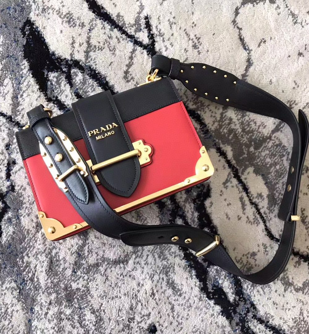Prada Cahier Bag Red For Women, Women's Bags 7.9in/20cm