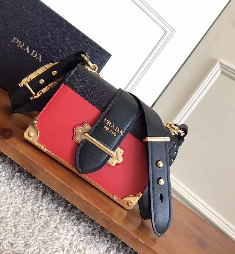 Prada Cahier Bag Red For Women, Women's Bags 7.9in/20cm