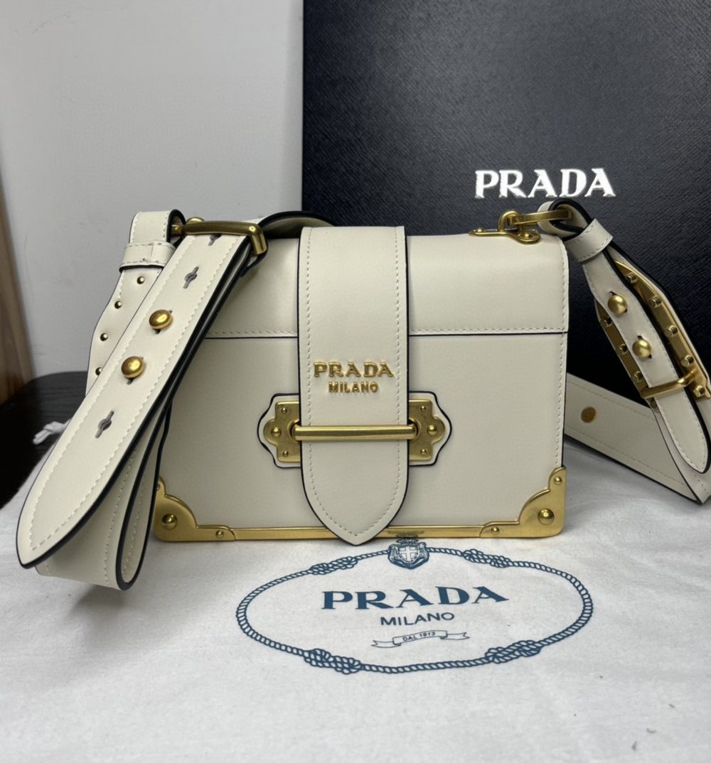 Prada Cahier Bag White For Women, Women's Bags 7.9in/20cm 1BD045_2AIX_F0009_V_XCH