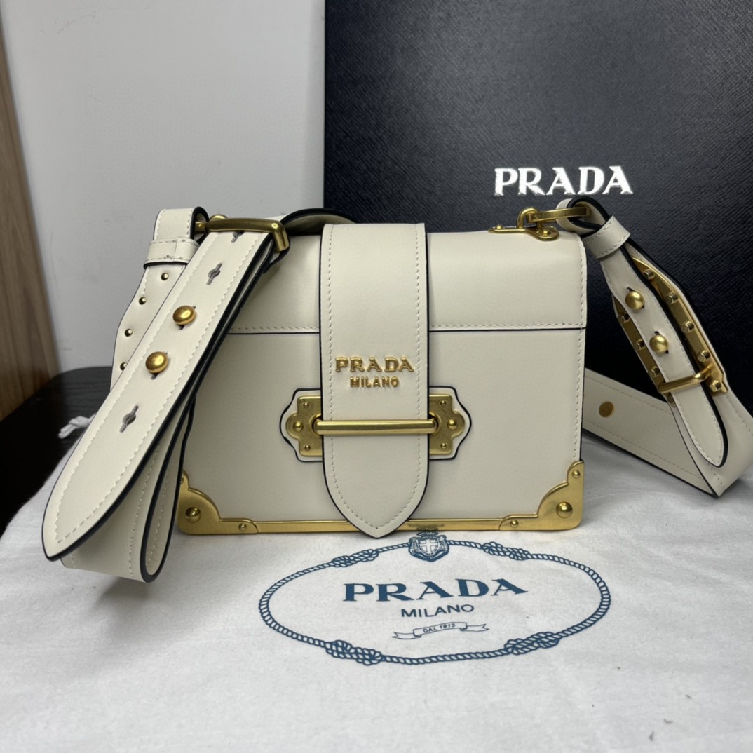 Prada Cahier Bag White For Women, Women's Bags 7.9in/20cm 1BD045_2AIX_F0009_V_XCH