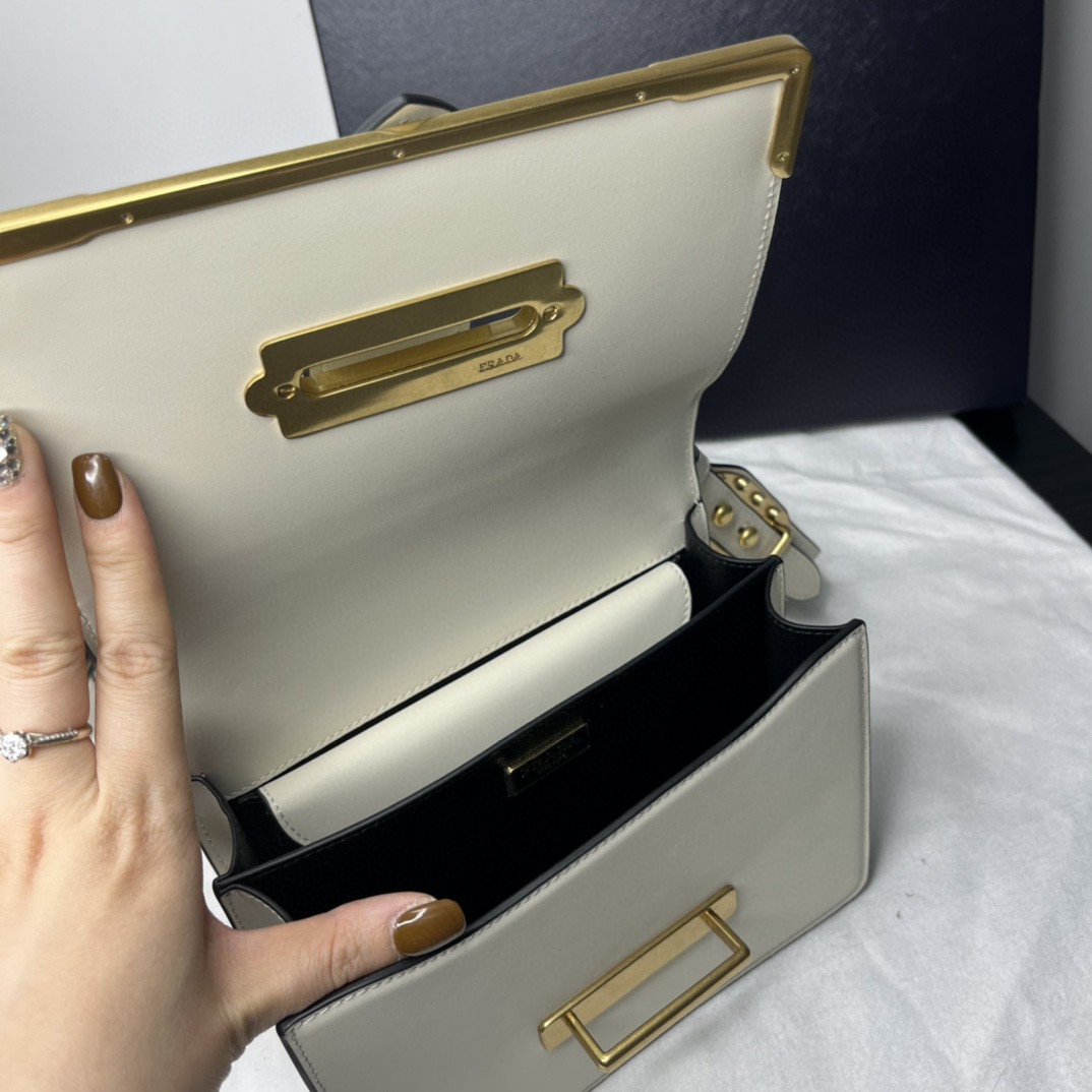 Prada Cahier Bag White For Women, Women's Bags 7.9in/20cm 1BD045_2AIX_F0009_V_XCH - Image 3