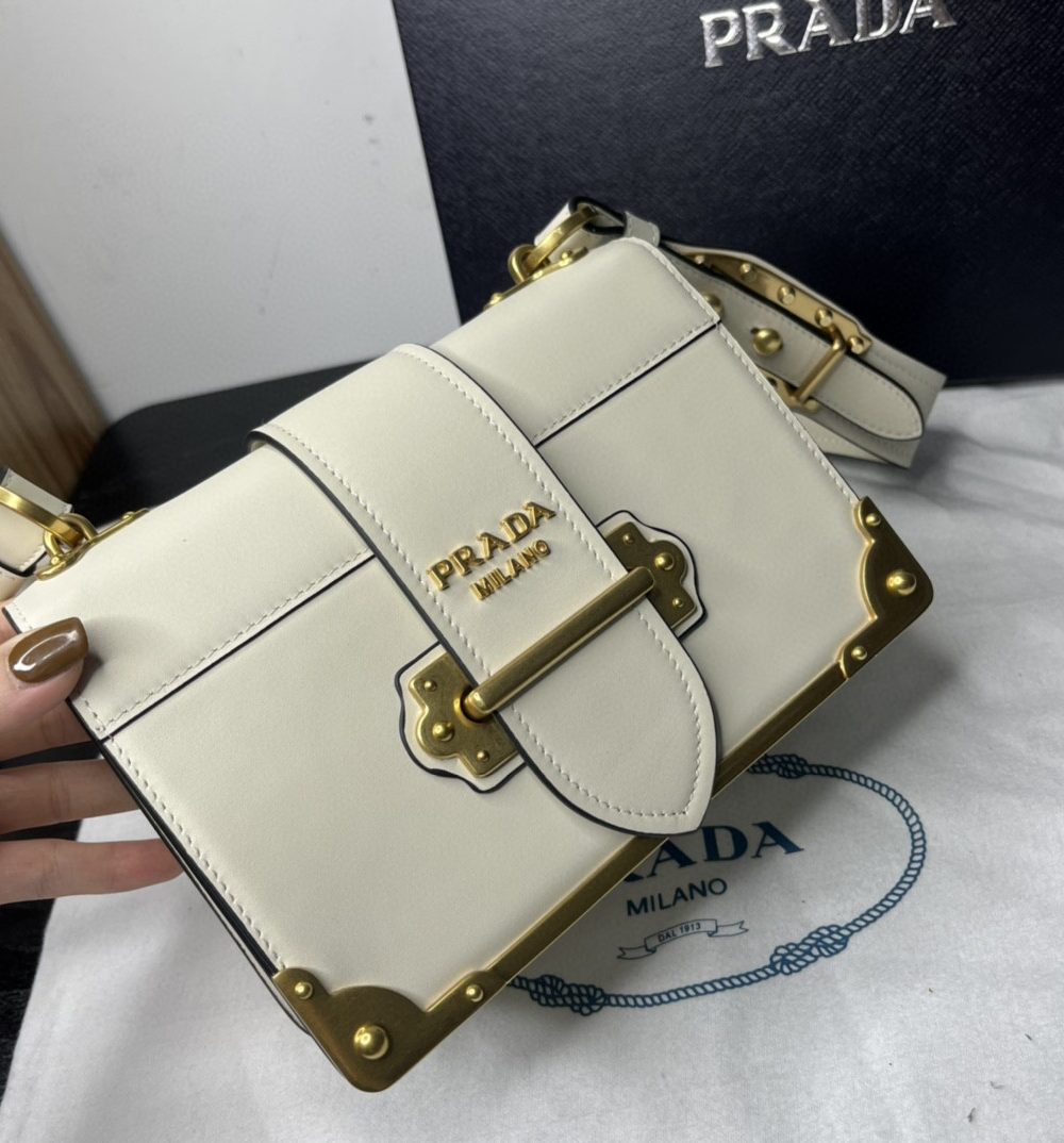 Prada Cahier Bag White For Women, Women's Bags 7.9in/20cm 1BD045_2AIX_F0009_V_XCH