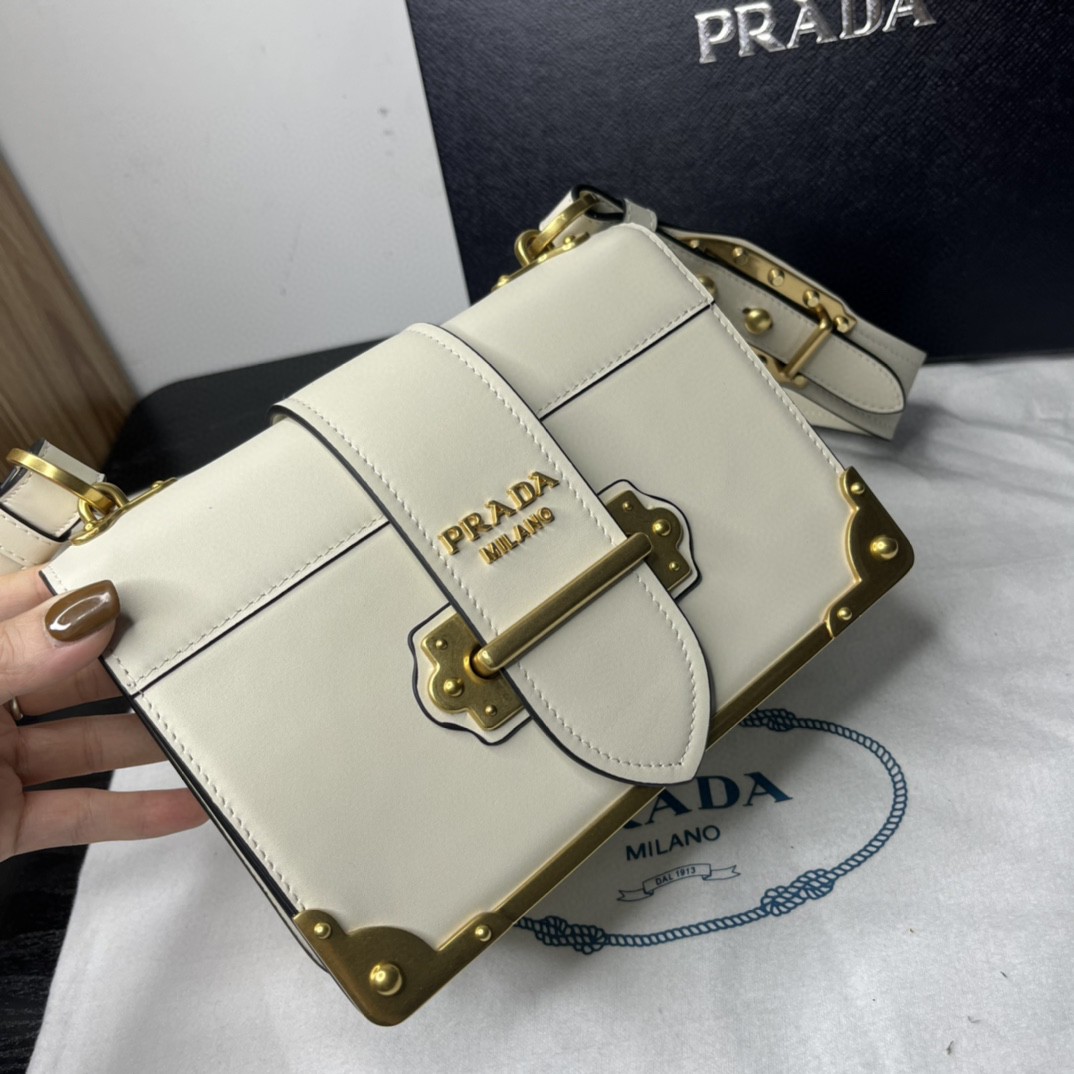 Prada Cahier Bag White For Women, Women's Bags 7.9in/20cm 1BD045_2AIX_F0009_V_XCH - Image 6
