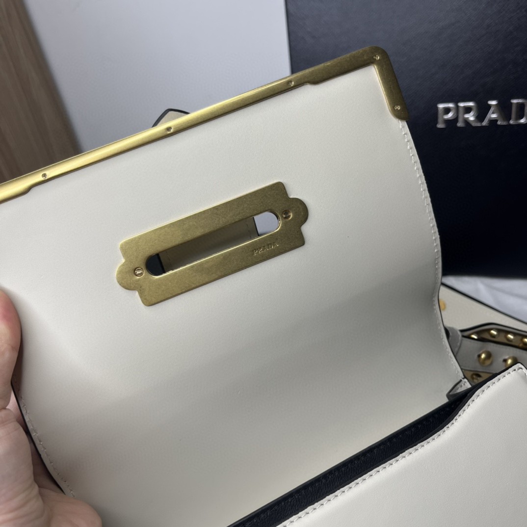 Prada Cahier Bag White For Women, Women's Bags 7.9in/20cm 1BD045_2AIX_F0009_V_XCH - Image 2
