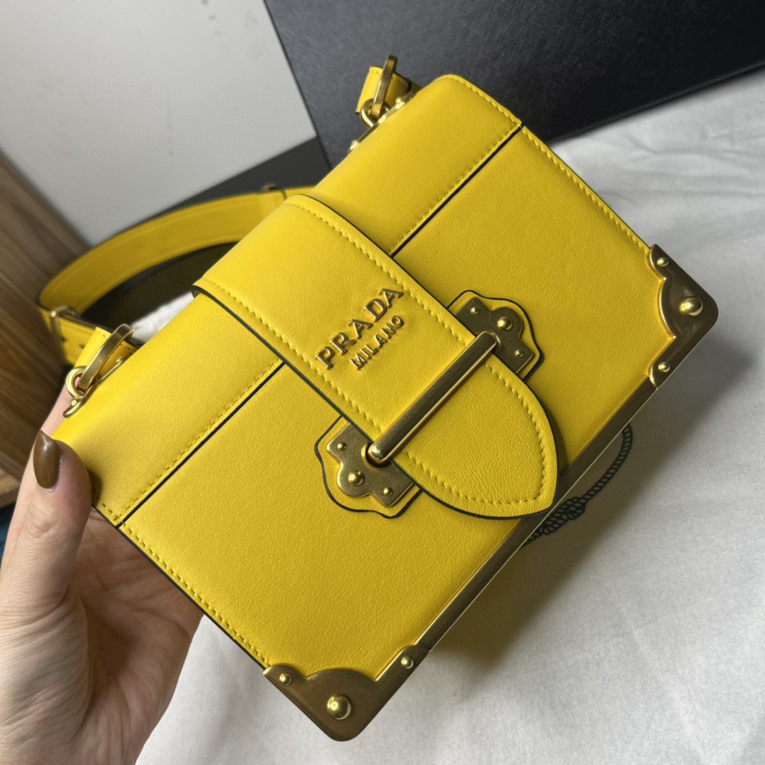 Prada Cahier Bag Yellow For Women, Women's Bags 7.9in/20cm 1BD045_2AIX_F0377_V_XCH - Image 6
