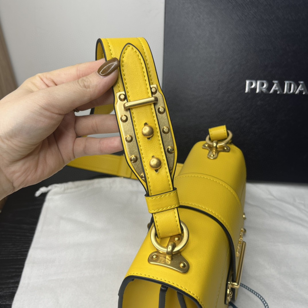 Prada Cahier Bag Yellow For Women, Women's Bags 7.9in/20cm 1BD045_2AIX_F0377_V_XCH - Image 9