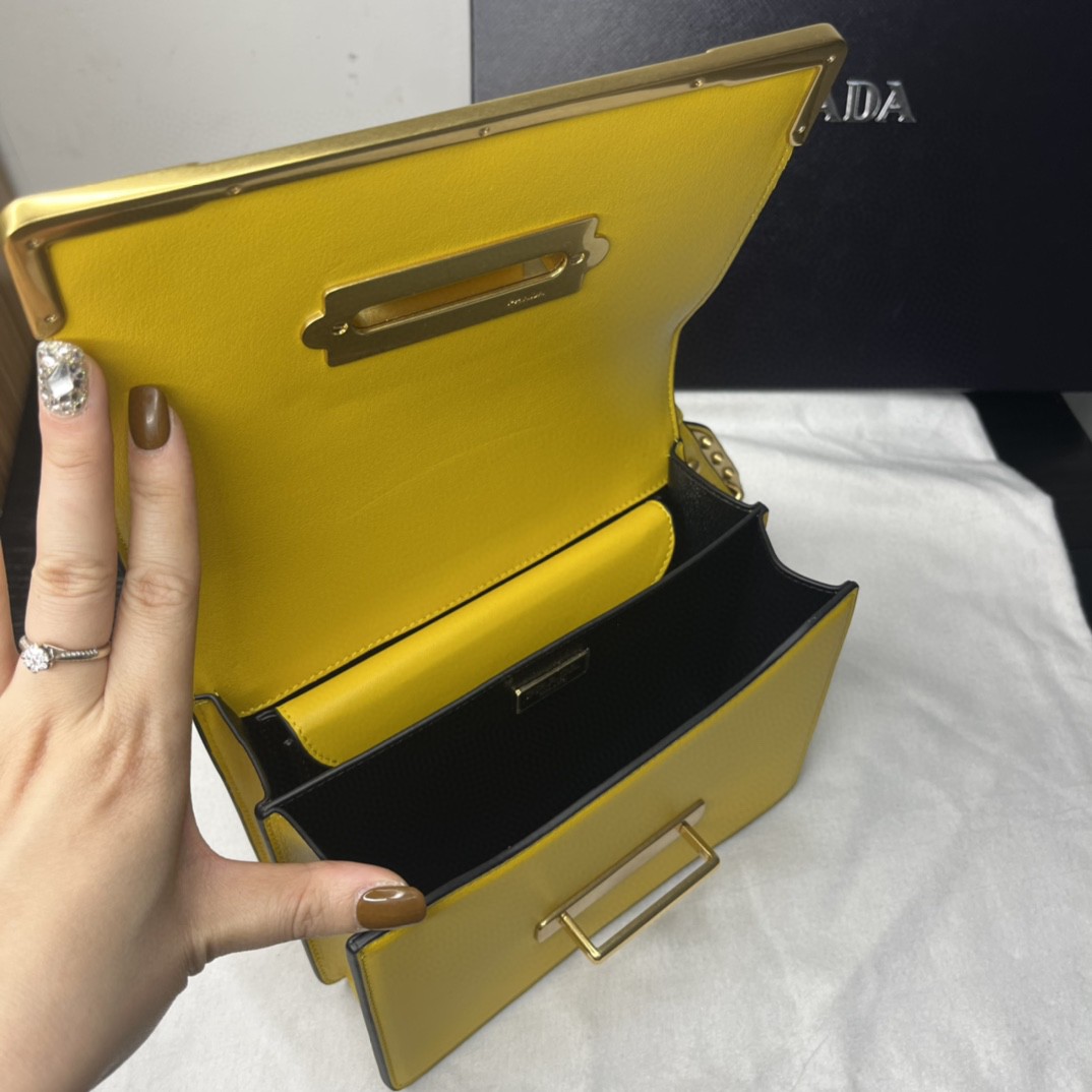 Prada Cahier Bag Yellow For Women, Women's Bags 7.9in/20cm 1BD045_2AIX_F0377_V_XCH - Image 2