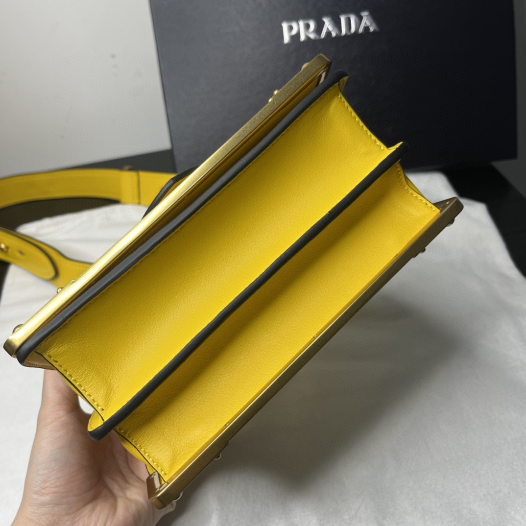 Prada Cahier Bag Yellow For Women, Women's Bags 7.9in/20cm 1BD045_2AIX_F0377_V_XCH - Image 8