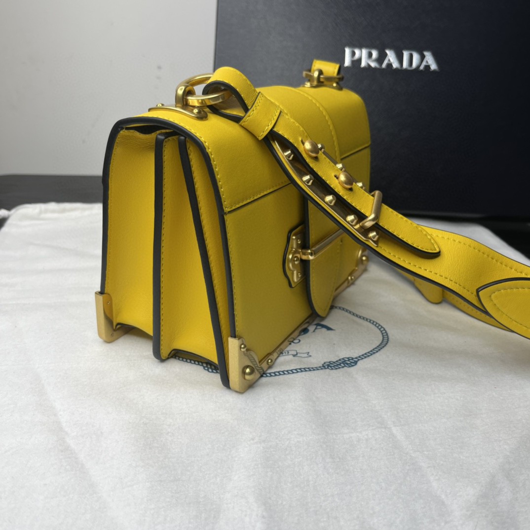 Prada Cahier Bag Yellow For Women, Women's Bags 7.9in/20cm 1BD045_2AIX_F0377_V_XCH - Image 7