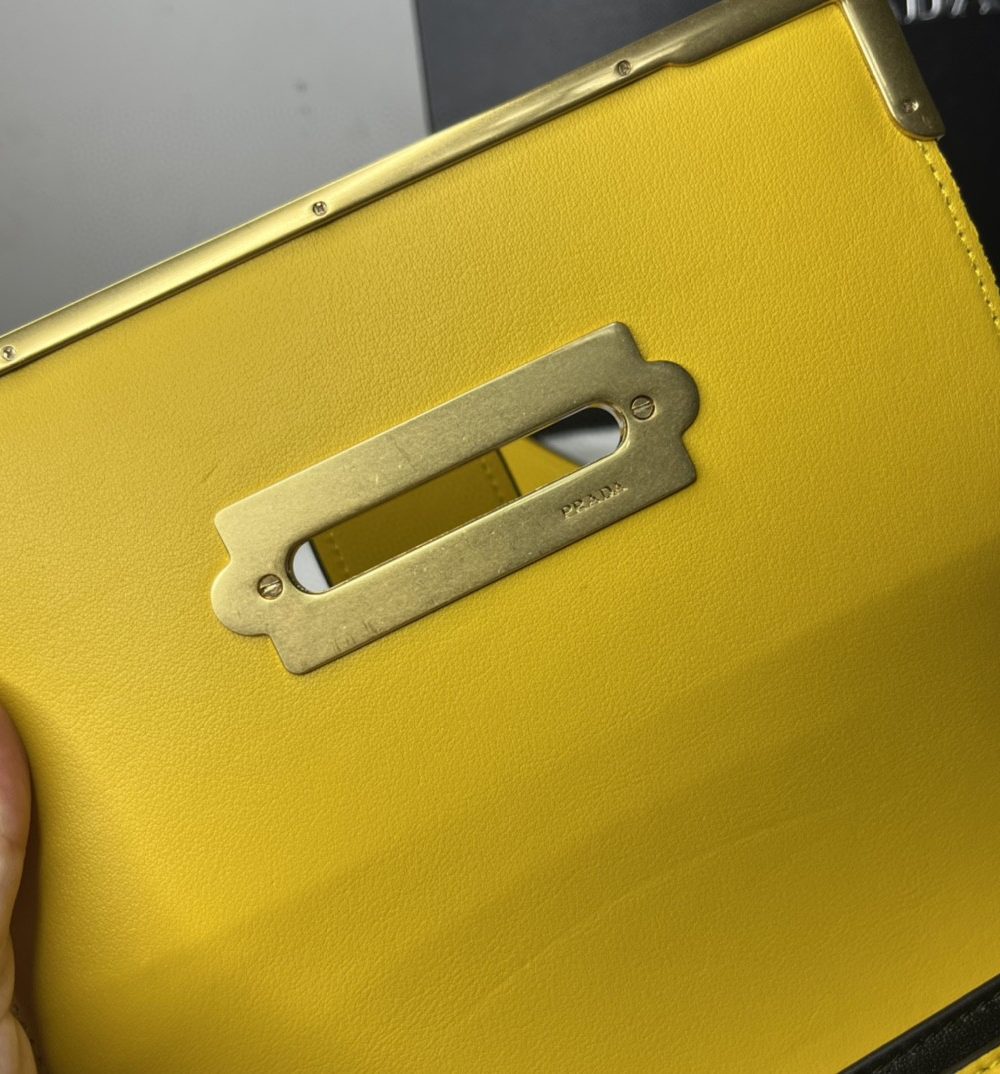 Prada Cahier Bag Yellow For Women, Women's Bags 7.9in/20cm 1BD045_2AIX_F0377_V_XCH