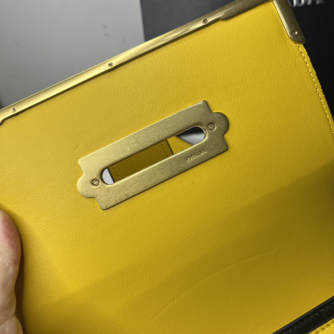 Prada Cahier Bag Yellow For Women, Women's Bags 7.9in/20cm 1BD045_2AIX_F0377_V_XCH - Image 3