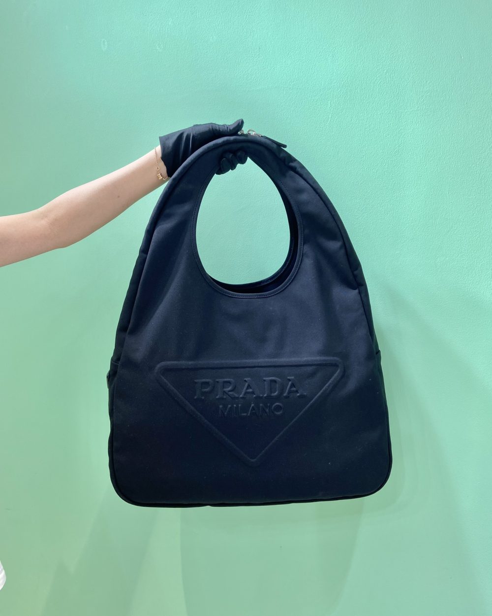 Prada Canvas Hobo Bag Black For Women, Women's Bags 25.6in/65cm 2VY005_010_F0002_V_OLO