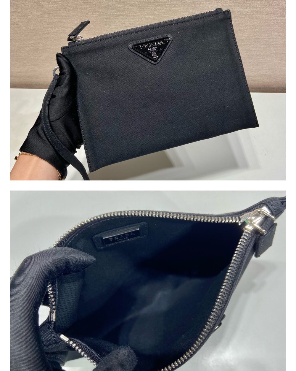 Prada Canvas Hobo Bag Black For Women, Women's Bags 25.6in/65cm 2VY005_010_F0002_V_OLO