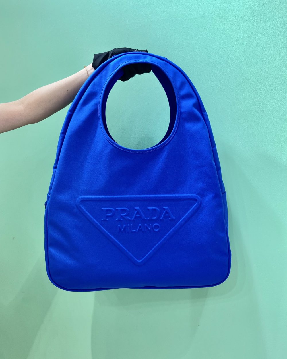 Prada Canvas Hobo Bag Blue For Women, Women's Bags 25.6in/65cm 2VY005_010_F0215_V_OLO