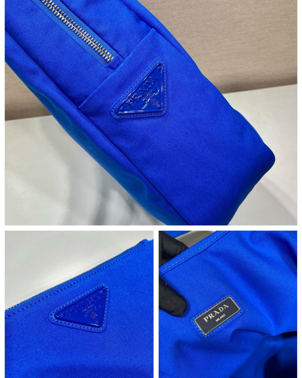 Prada Canvas Hobo Bag Blue For Women, Women's Bags 25.6in/65cm 2VY005_010_F0215_V_OLO