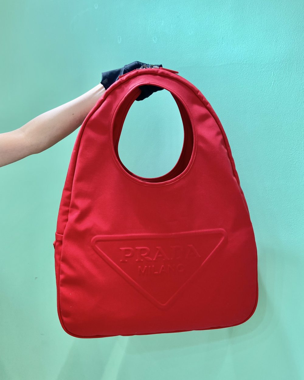 Prada Canvas Hobo Bag Red For Women, Women's Bags 25.6in/65cm