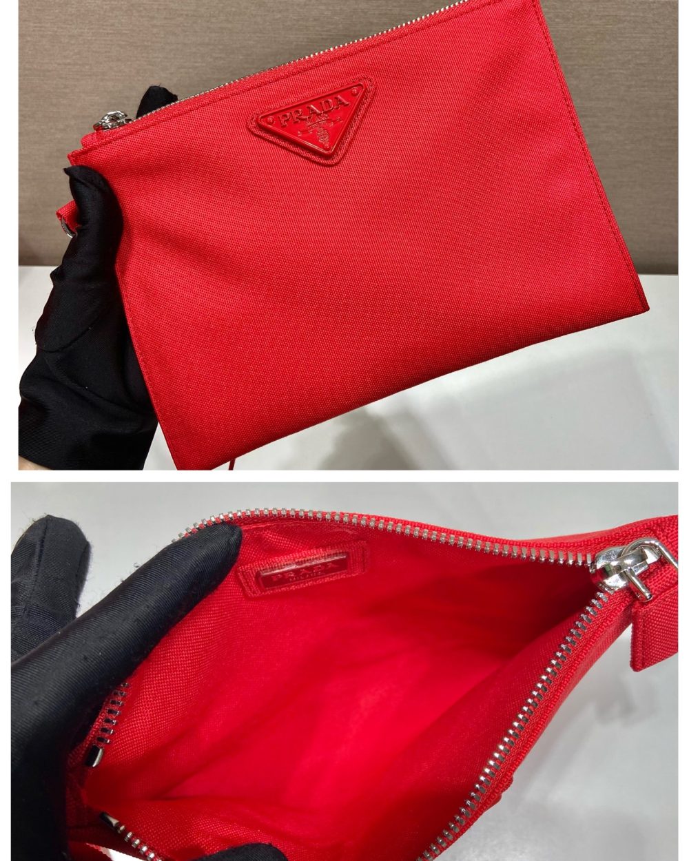 Prada Canvas Hobo Bag Red For Women, Women's Bags 25.6in/65cm
