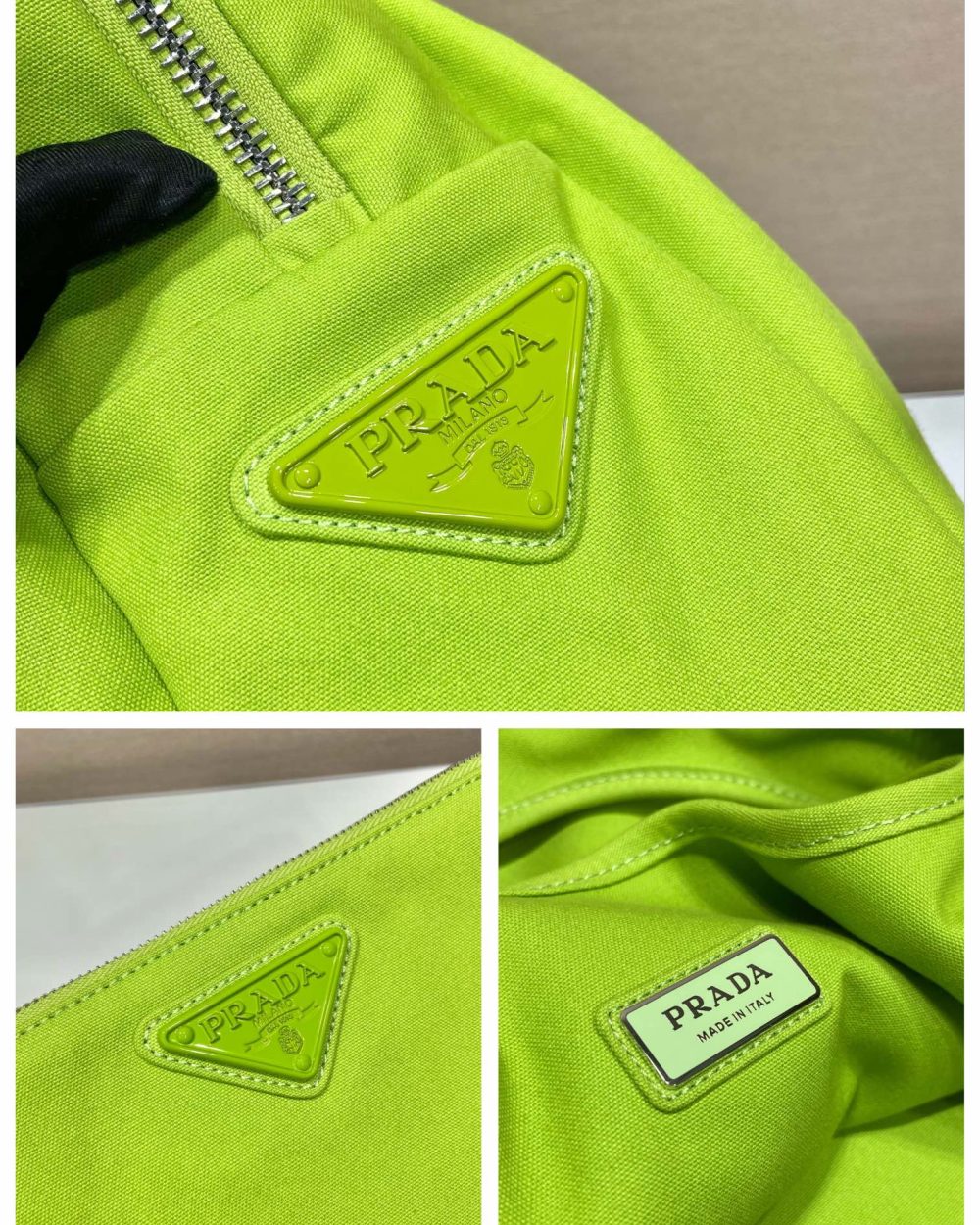 Prada Canvas Hobo Bag Yellow For Women, Women's Bags 25.6in/65cm