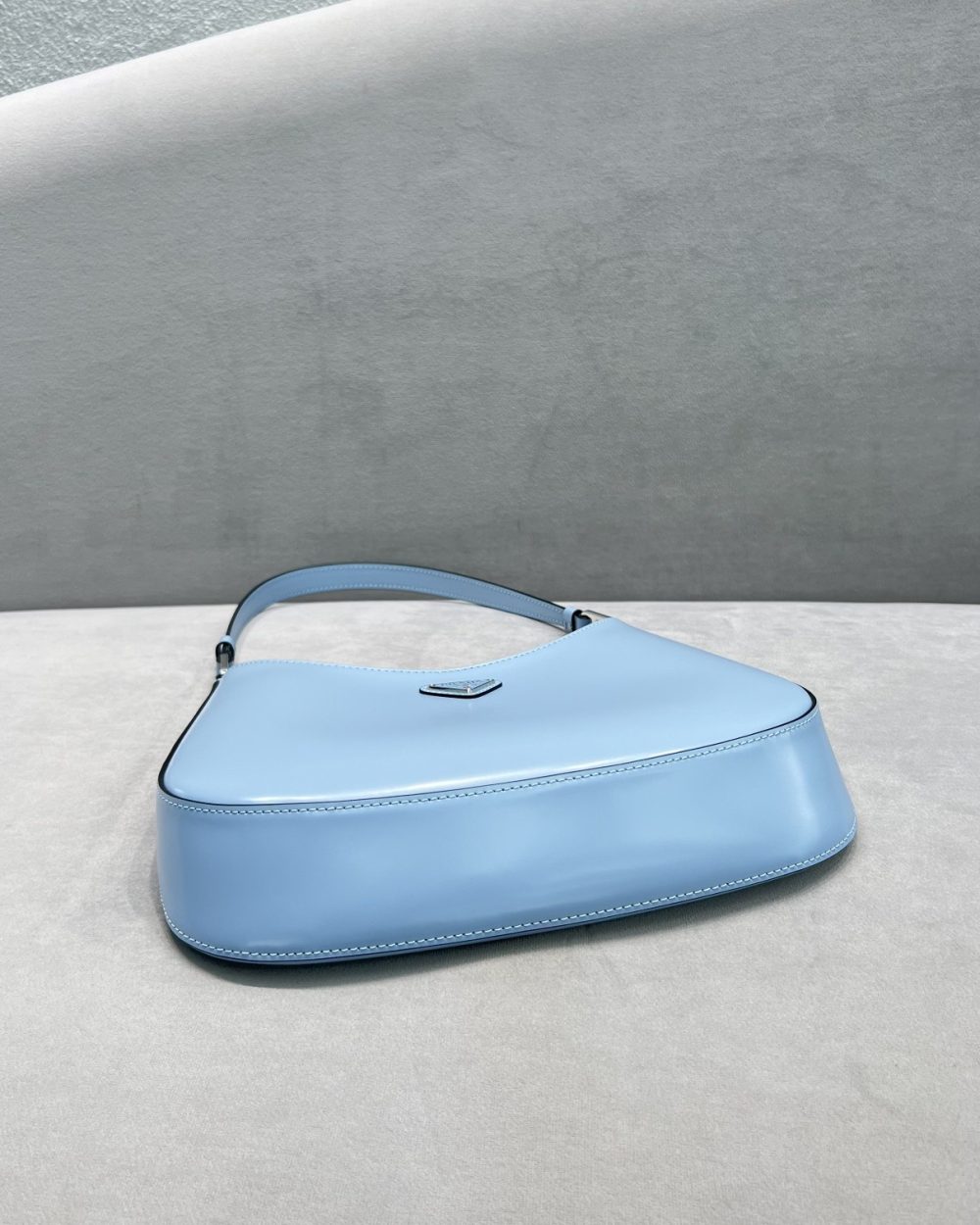 Prada Cleo Brushed Shoulder Bag Blue For Women, Women's Bags 9in/23cm