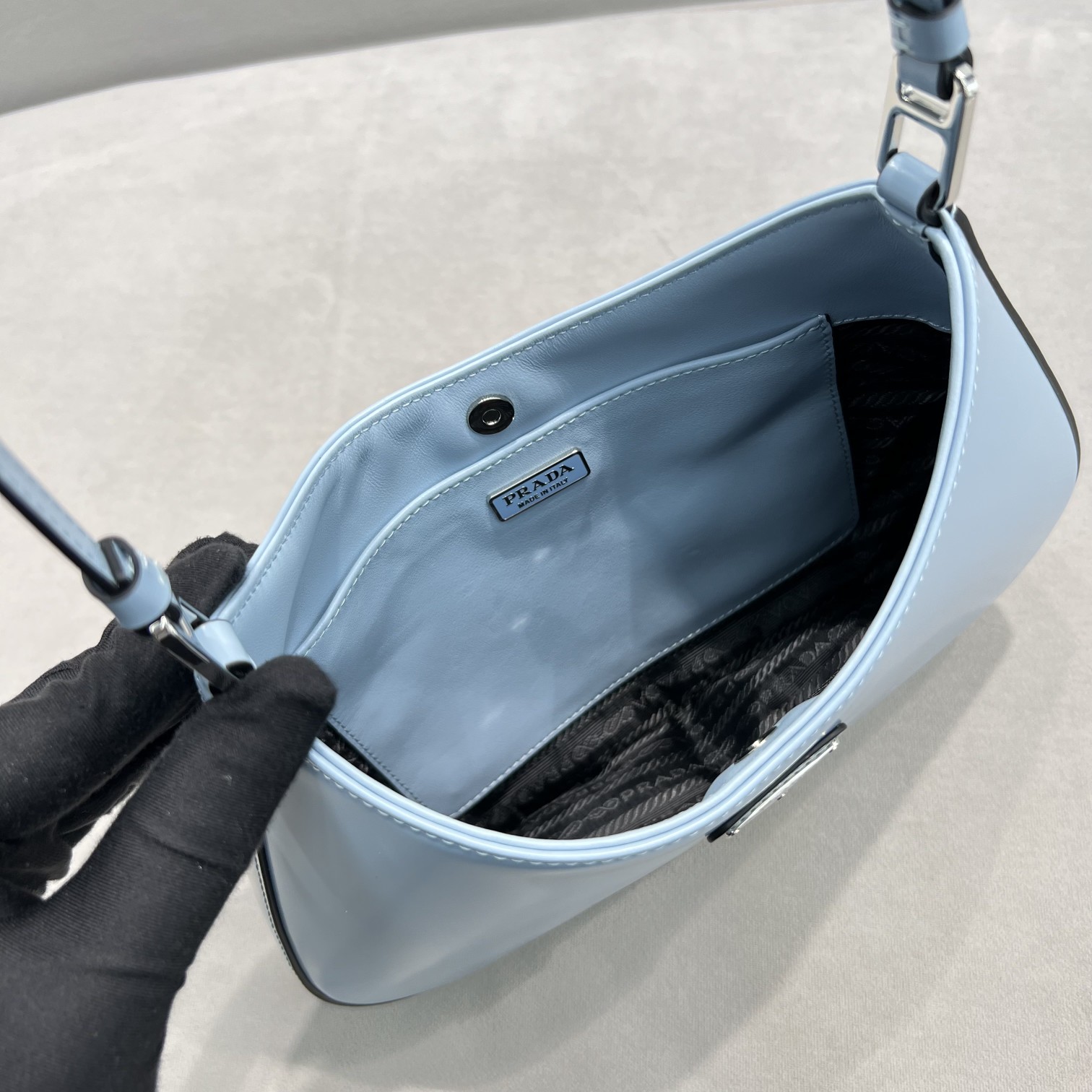 Prada Cleo Brushed Shoulder Bag Blue For Women, Women's Bags 9in/23cm - Image 7