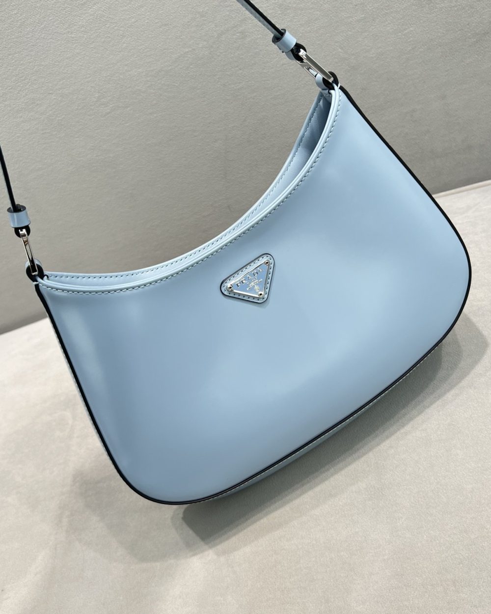 Prada Cleo Brushed Shoulder Bag Blue For Women, Women's Bags 9in/23cm