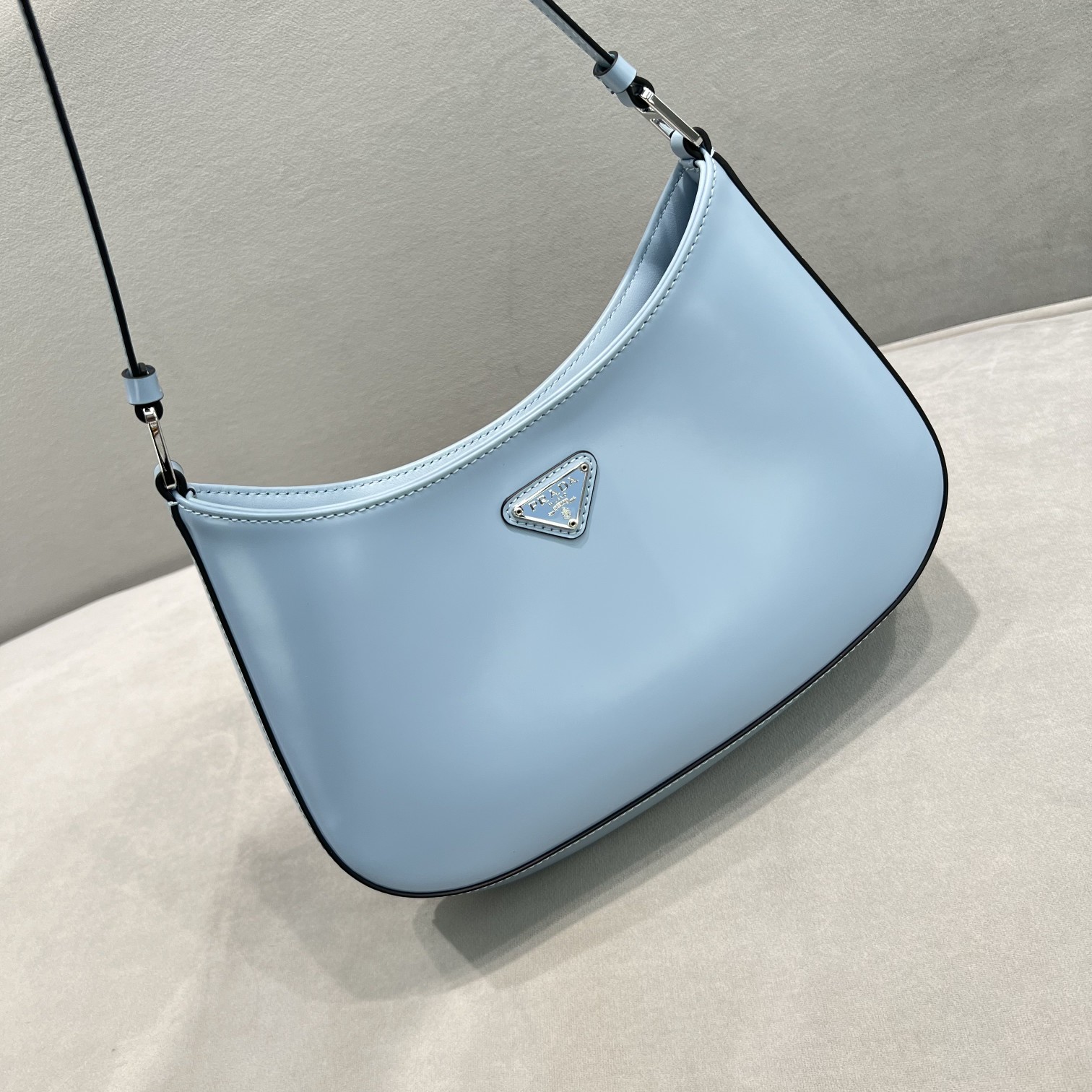Prada Cleo Brushed Shoulder Bag Blue For Women, Women's Bags 9in/23cm - Image 2