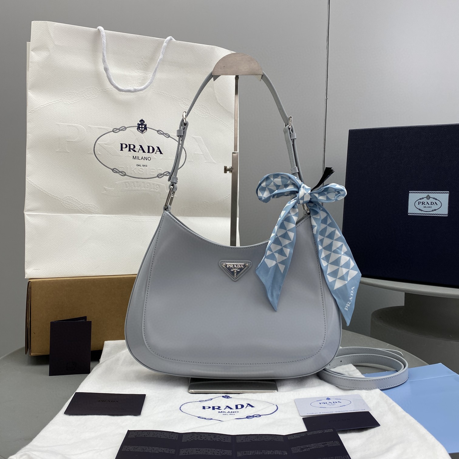 Prada Cleo Brushed Shoulder Bag Jade Green For Women, Women's Bags 11.8in/30cm