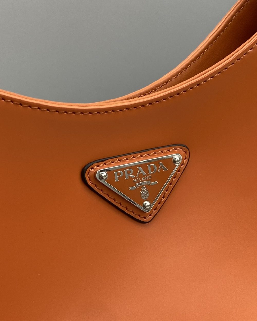 Prada Cleo Brushed Shoulder Bag Orange For Women, Women's Bags 11.8in/30cm