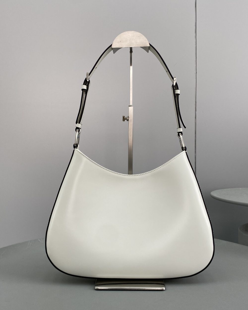 Prada Cleo Brushed Shoulder Bag White For Women, Women's Bags 11.8in/30cm 1BC156_ZO6_F0PG7_V_HOO