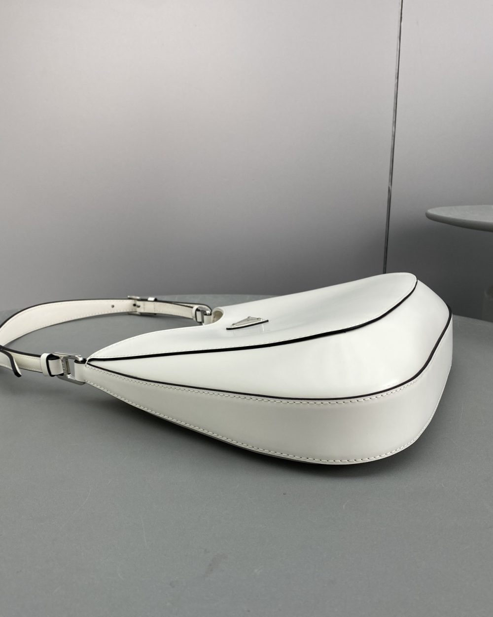 Prada Cleo Brushed Shoulder Bag White For Women, Women's Bags 11.8in/30cm 1BC156_ZO6_F0PG7_V_HOO