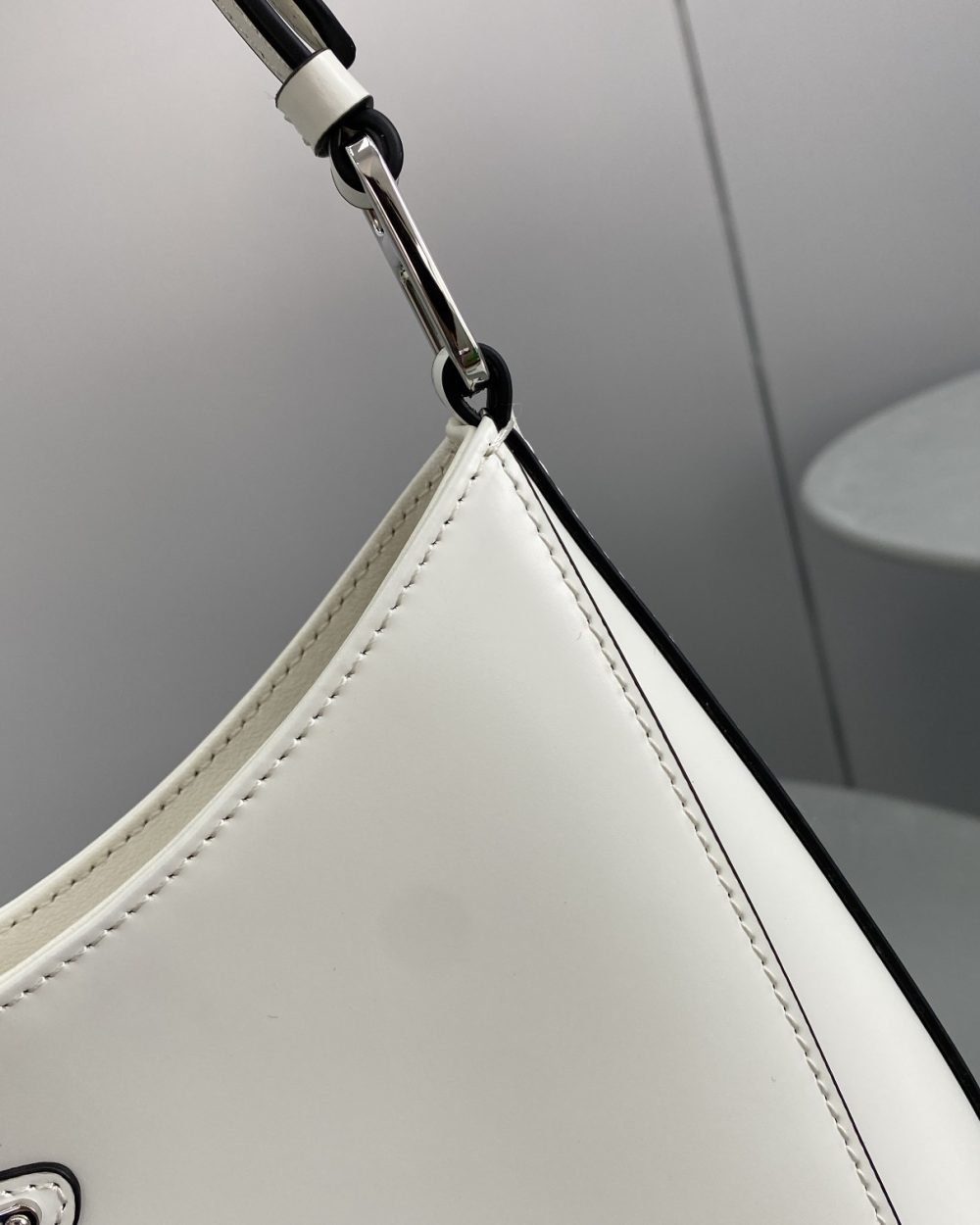 Prada Cleo Brushed Shoulder Bag White For Women, Women's Bags 11.8in/30cm 1BC156_ZO6_F0PG7_V_HOO