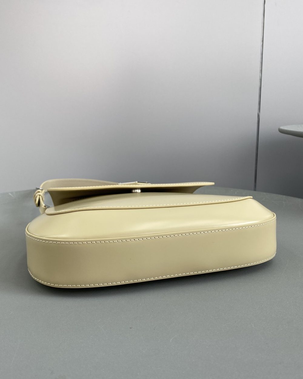 Prada Cleo Brushed Shoulder Bag With Flap Beige For Women, Women's Bags 9in/23cm