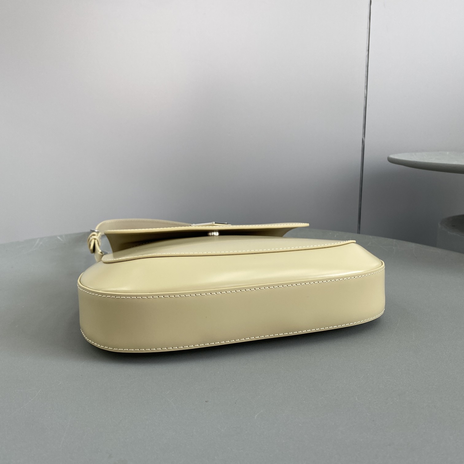 Prada Cleo Brushed Shoulder Bag With Flap Beige For Women, Women's Bags 9in/23cm - Image 6