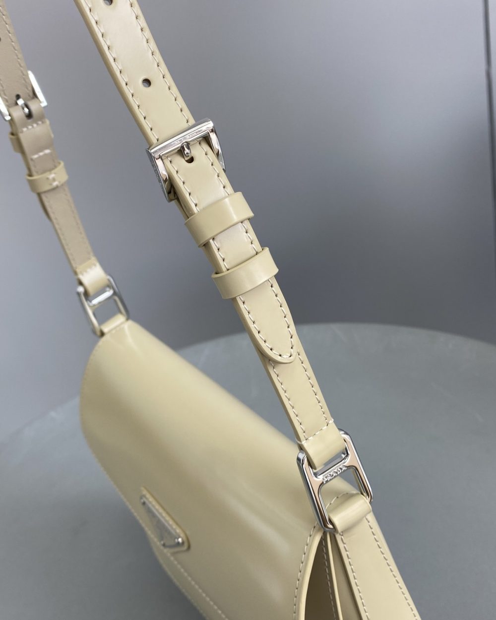 Prada Cleo Brushed Shoulder Bag With Flap Beige For Women, Women's Bags 9in/23cm