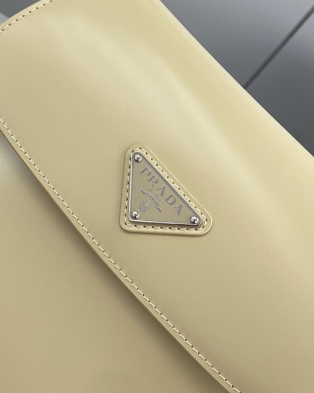 Prada Cleo Brushed Shoulder Bag With Flap Beige For Women, Women's Bags 9in/23cm