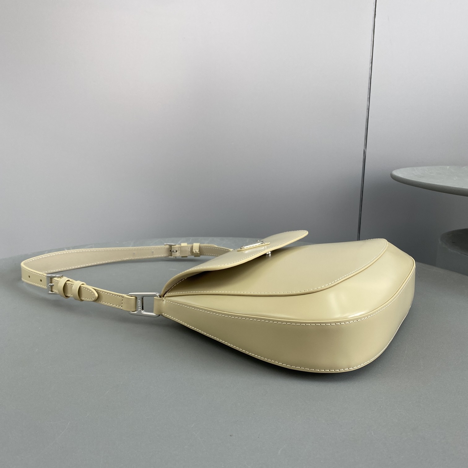 Prada Cleo Brushed Shoulder Bag With Flap Beige For Women, Women's Bags 9in/23cm - Image 3