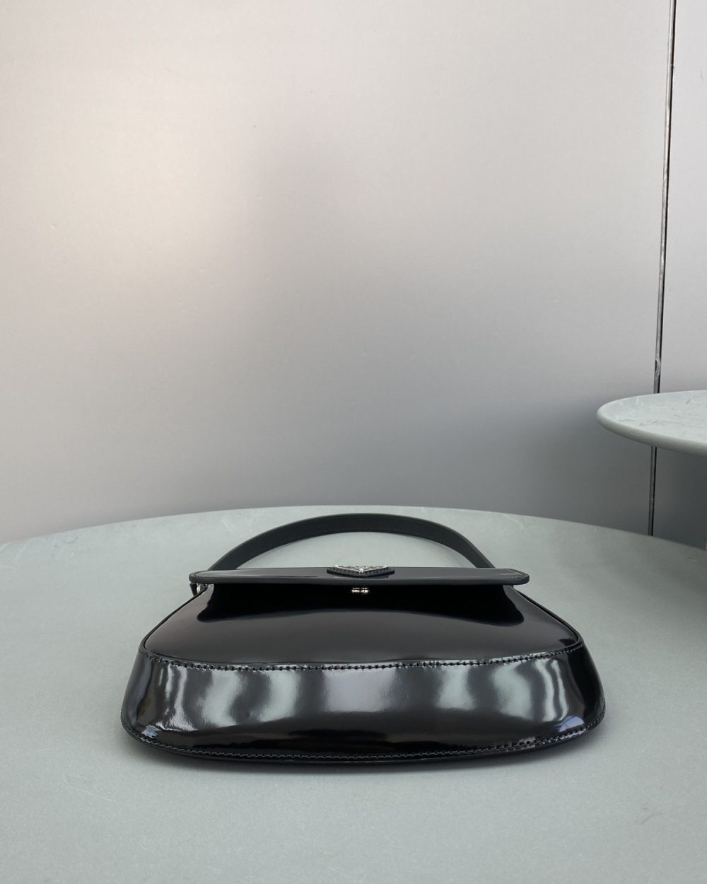 Prada Cleo Brushed Shoulder Bag With Flap Black For Women, Women's Bags 8.6in/22cm 1BD311_ZO6_F0002_V_OOO