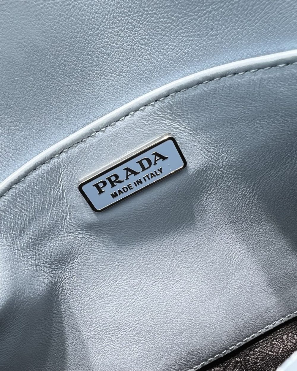 Prada Cleo Brushed Shoulder Bag With Flap Light Blue For Women, Women's Bags 8.6in/22cm 1BD311_ZO6_F02TG_V_OOO
