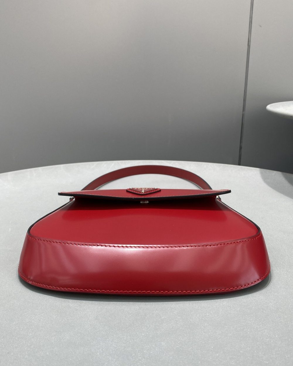 Prada Cleo Brushed Shoulder Bag With Flap Red For Women, Women's Bags 8.6in/22cm 1BD311_ZO6_F02SB_V_OOO