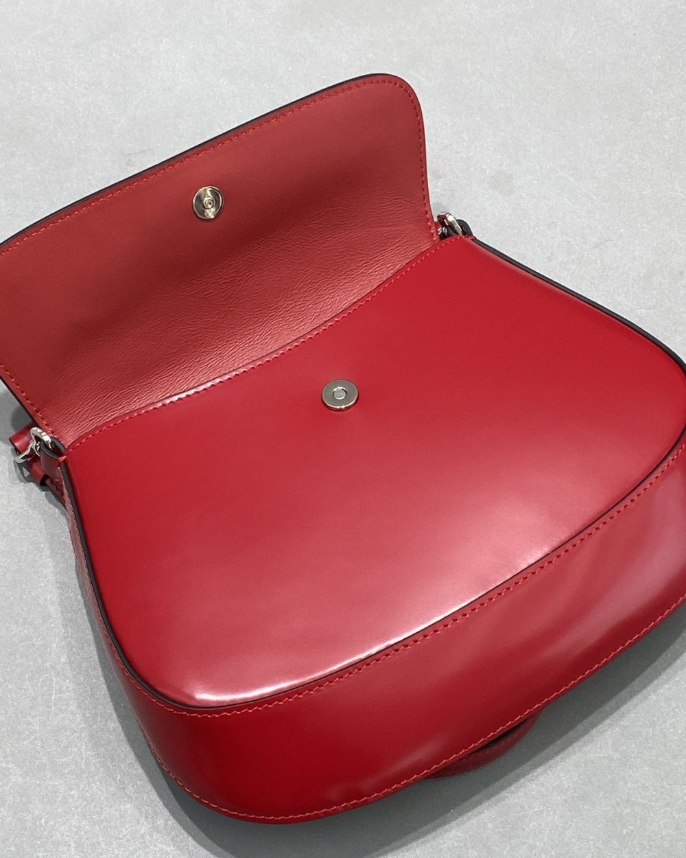 Prada Cleo Brushed Shoulder Bag With Flap Red For Women, Women's Bags 8.6in/22cm 1BD311_ZO6_F02SB_V_OOO