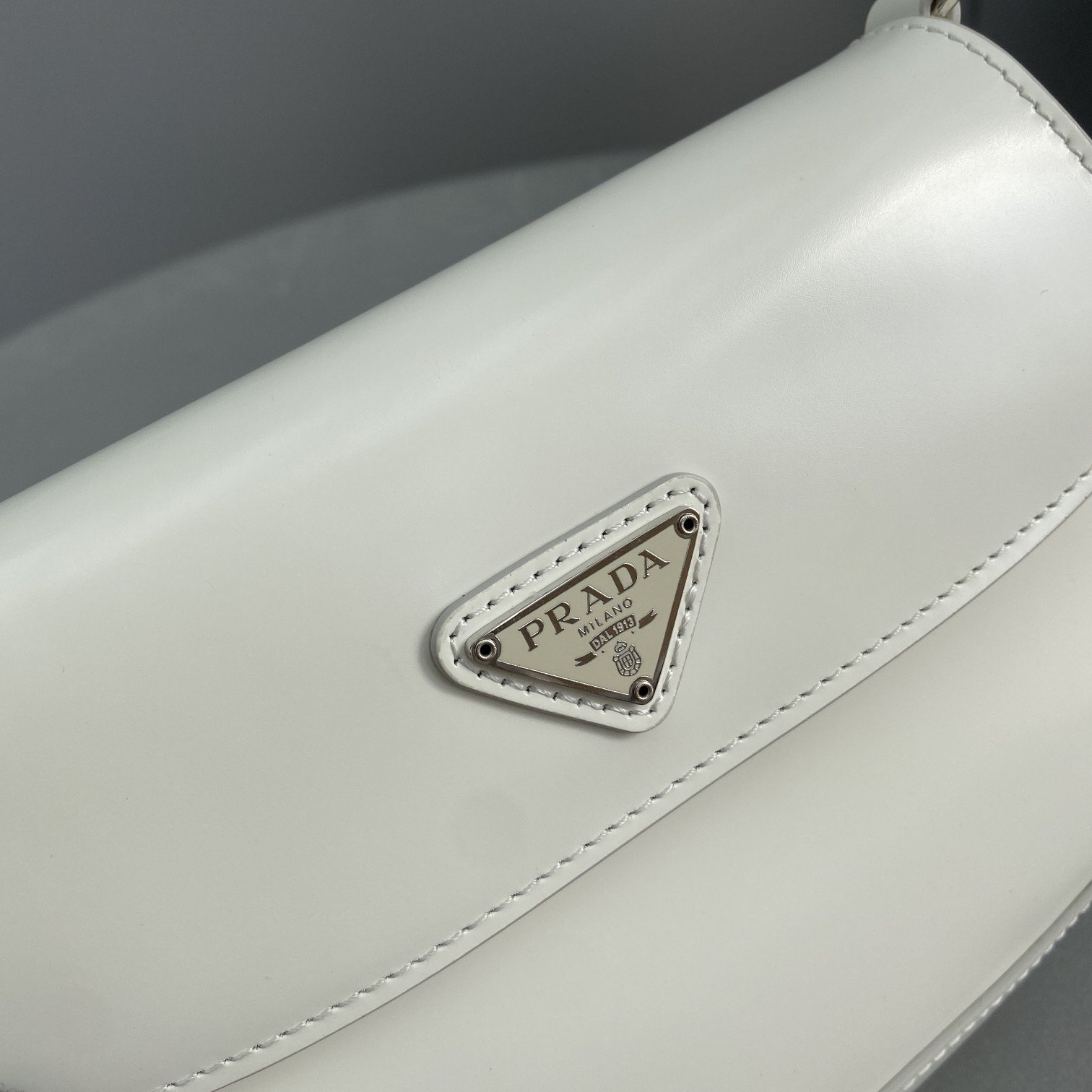 Prada Cleo Brushed Shoulder Bag With Flap White For Women, Women's Bags 8.6in/22cm 1BD311_ZO6_F0009_V_OOO - Image 6