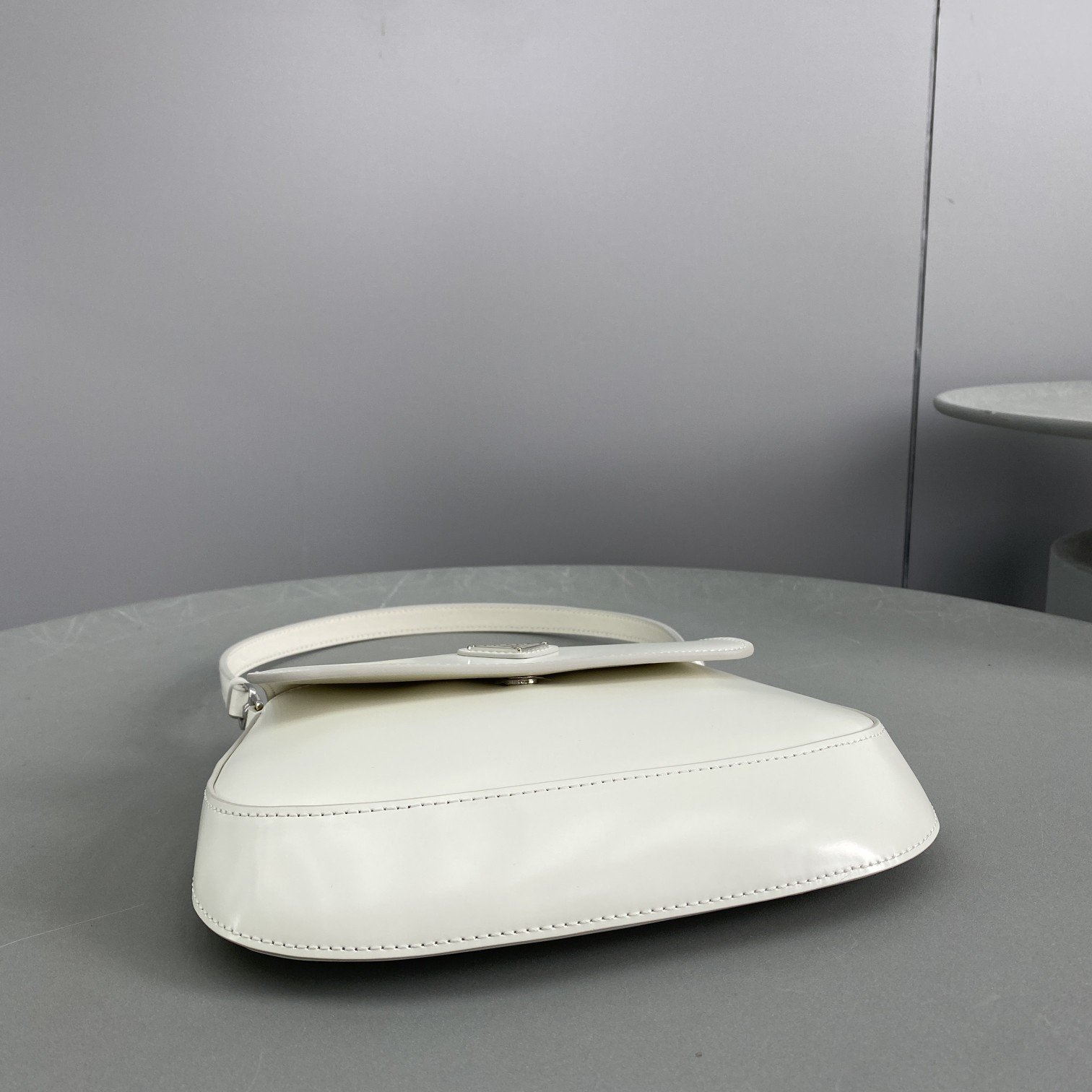 Prada Cleo Brushed Shoulder Bag With Flap White For Women, Women's Bags 8.6in/22cm 1BD311_ZO6_F0009_V_OOO - Image 4