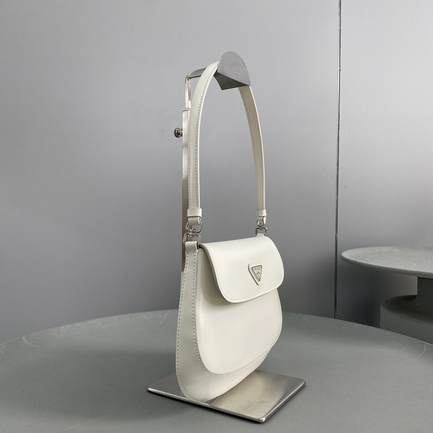 Prada Cleo Brushed Shoulder Bag With Flap White For Women, Women's Bags 8.6in/22cm 1BD311_ZO6_F0009_V_OOO - Image 5