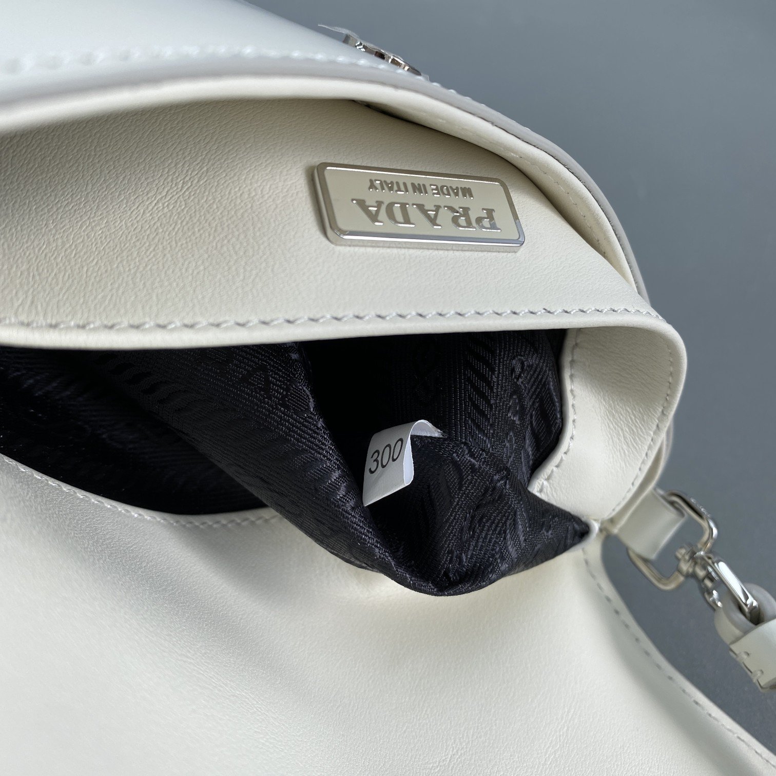 Prada Cleo Brushed Shoulder Bag With Flap White For Women, Women's Bags 8.6in/22cm 1BD311_ZO6_F0009_V_OOO - Image 3