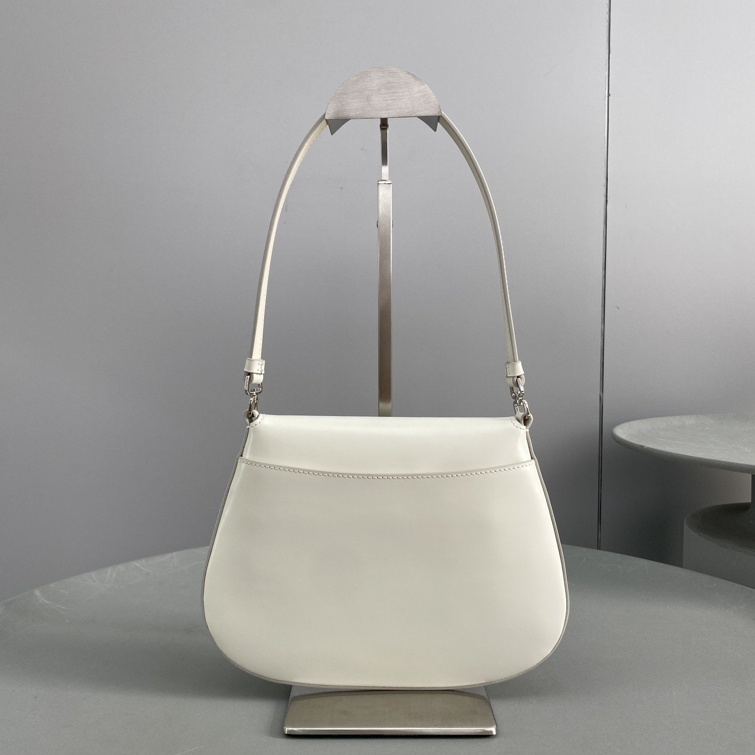 Prada Cleo Brushed Shoulder Bag With Flap White For Women, Women's Bags 8.6in/22cm 1BD311_ZO6_F0009_V_OOO - Image 7