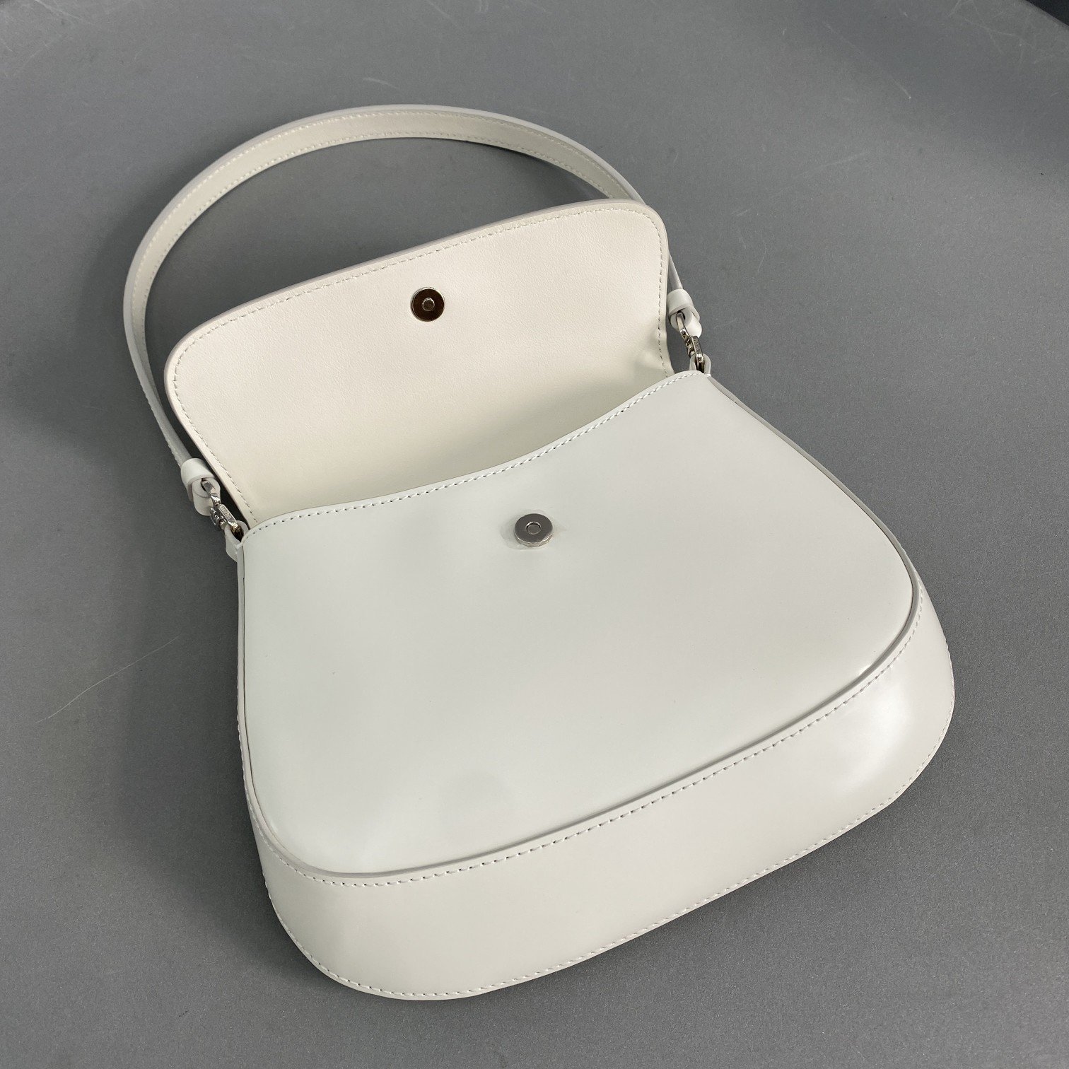 Prada Cleo Brushed Shoulder Bag With Flap White For Women, Women's Bags 8.6in/22cm 1BD311_ZO6_F0009_V_OOO - Image 2