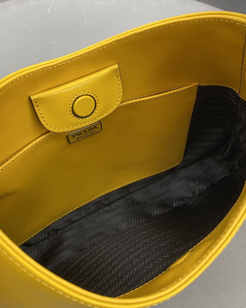 Prada Cleo Brushed Shoulder Bag Yellow For Women, Women's Bags 11.8in/30cm